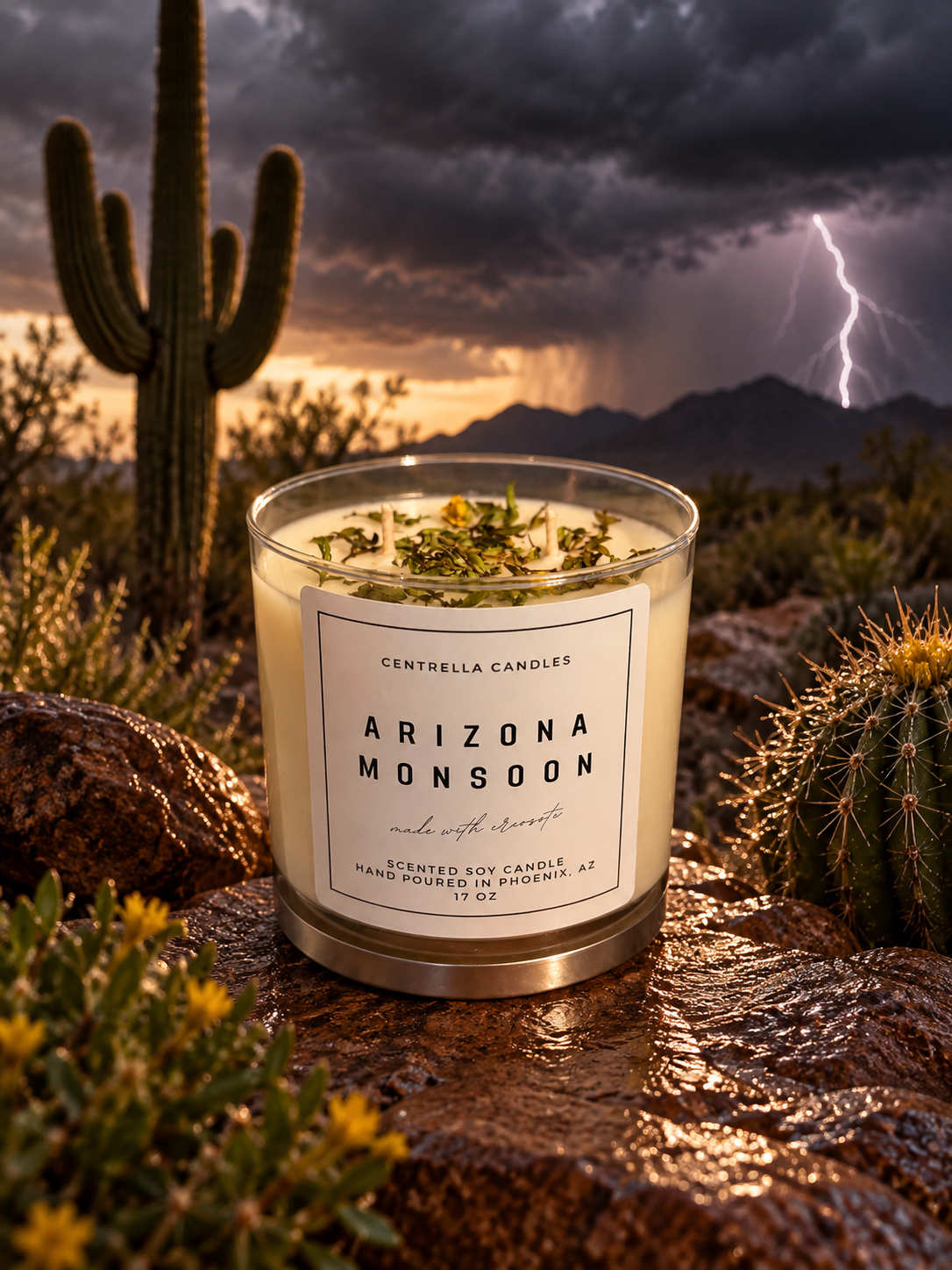 Arizona Monsoon Soy Candle - Made with Creosote