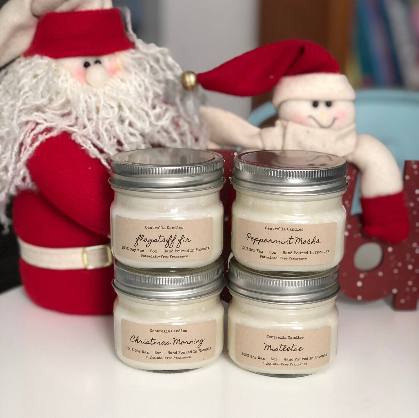Christmas morning, Flagstaff Fir, Peppermint Mocha, Mistletoe Candle Bundle