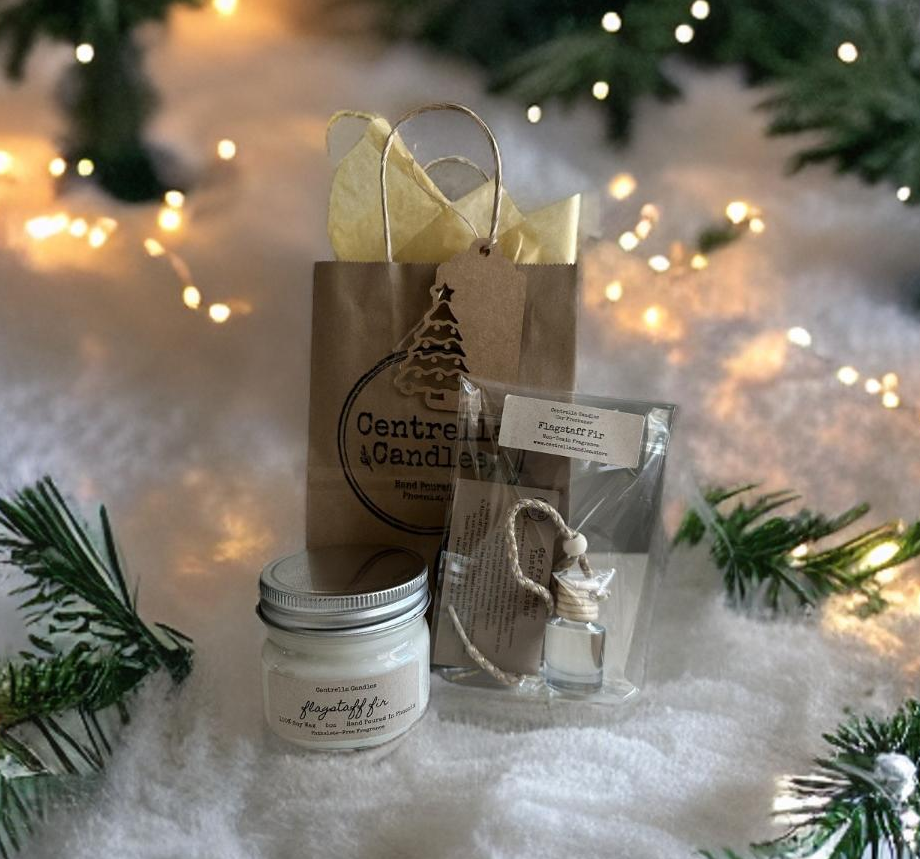 5oz Candle + Car Freshener Gift Bag w/ Tag and Tissue Paper
