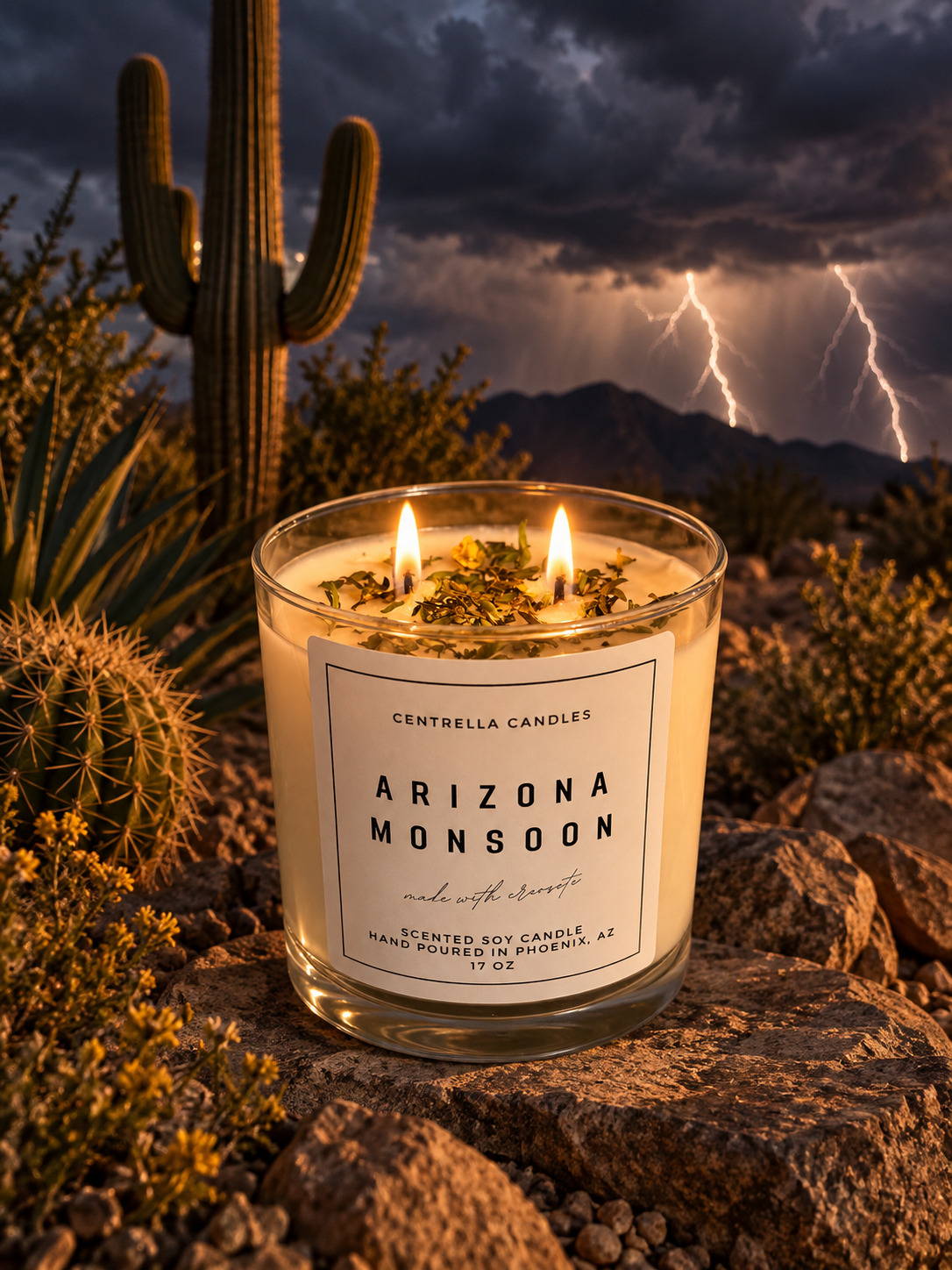 Arizona Monsoon Soy Candle - Made with Creosote